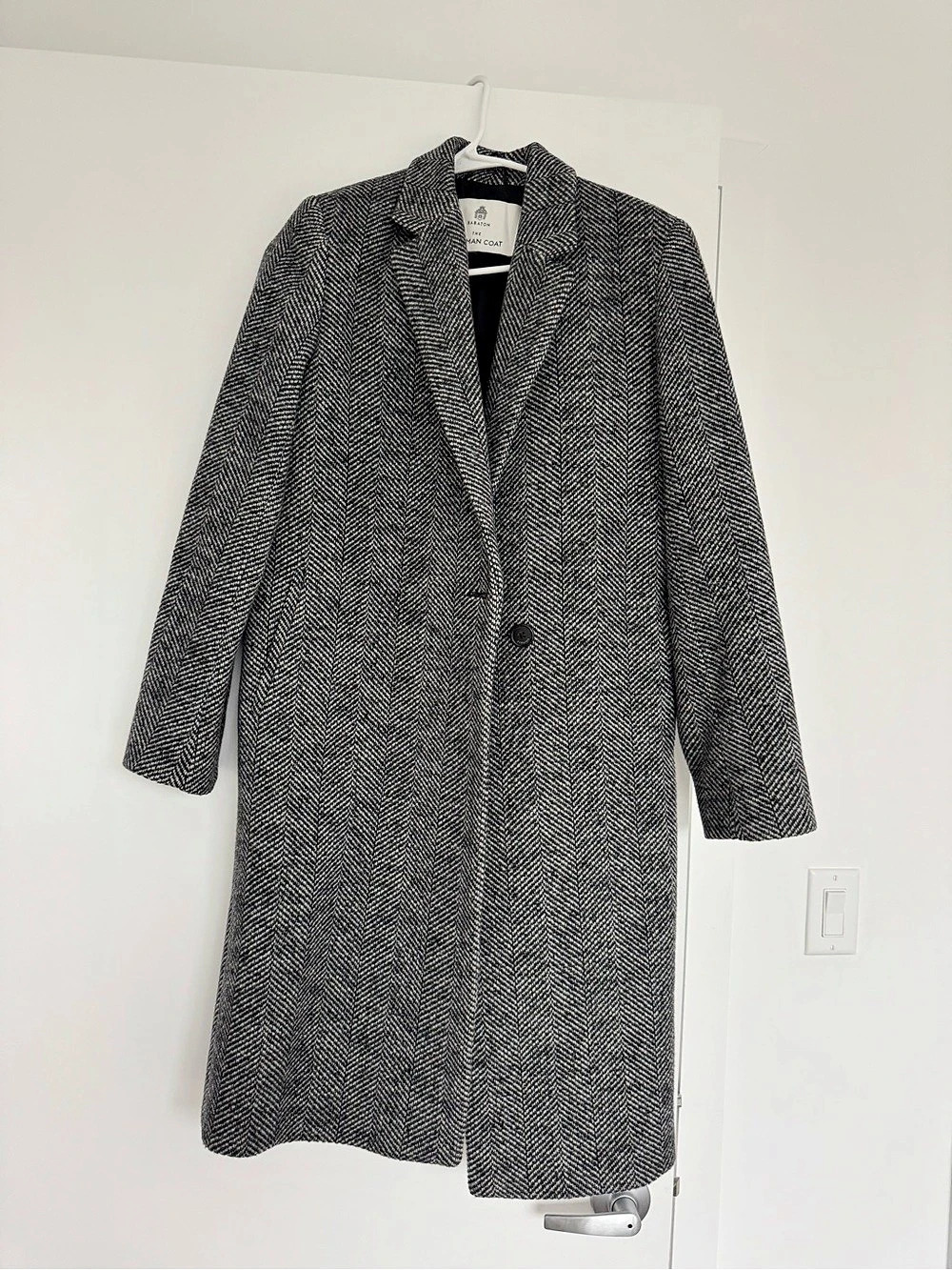 Babaton The Stedman Coat Houndstooth Wool Coat in Gray & Black Size XXS Like New